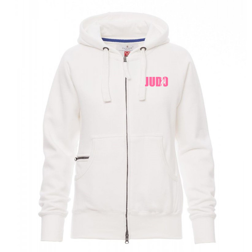 Veste Zippée Capuche Blanc Femme Judo